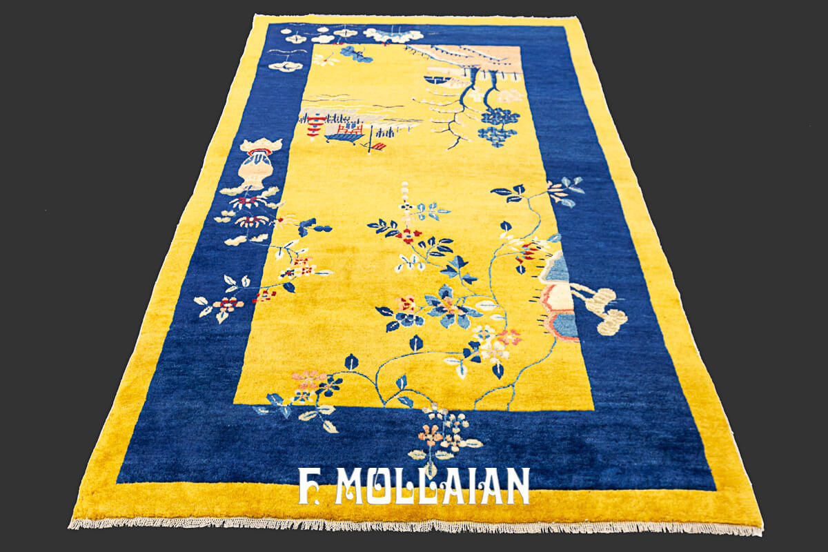 Yellowish Decorative Antique Chinese Peking Rugs n°:791696